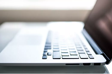 A closeup view of a laptop keyboard.